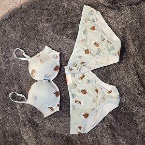 Cacique bra & panties coffee set